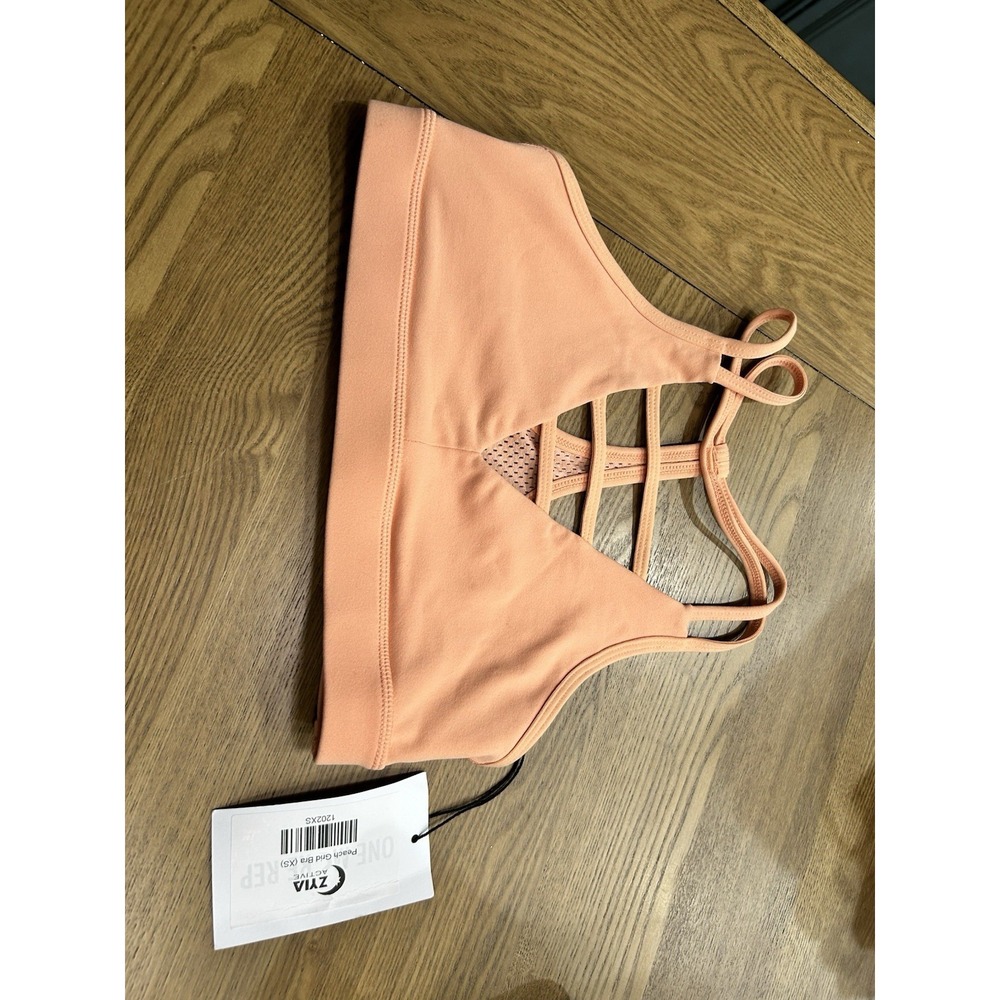 Zyia Active Grid Sports Bra Xsmall Peach‎ NWT